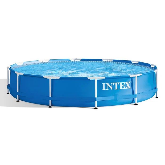 12 ft Blue Metal Frame Round Above Ground Pool with Filter Pump