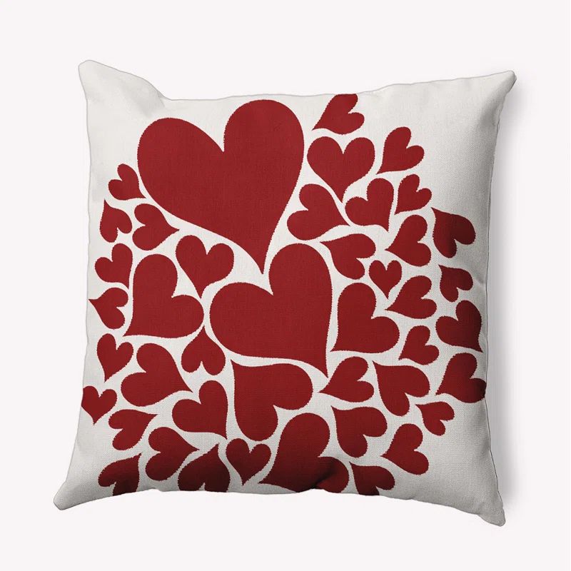 20" x 20" Valentine's Red Hearts Polyester Throw Pillow