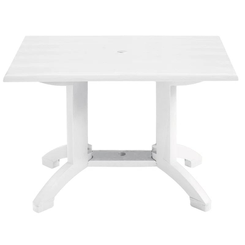White Square Melamine Dining Table with Resin Base, 32"