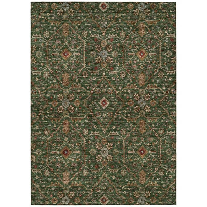 Emerald Flat Woven Synthetic Rectangular Rug 2'6" x 3'10"