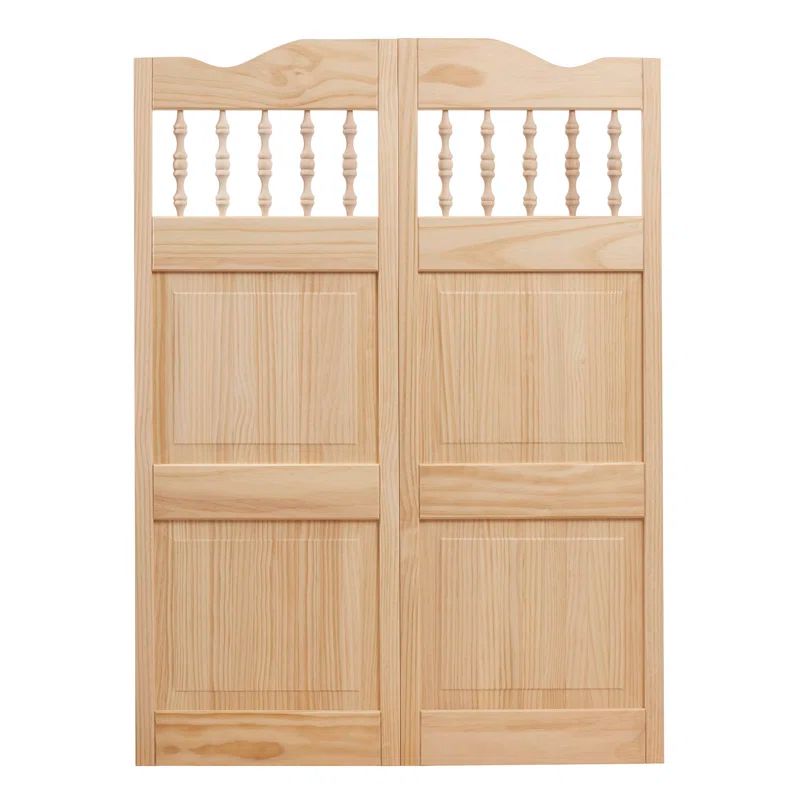Carson City Unfinished Pine Wood Spindle Top Cafe Door, 32" x 42"