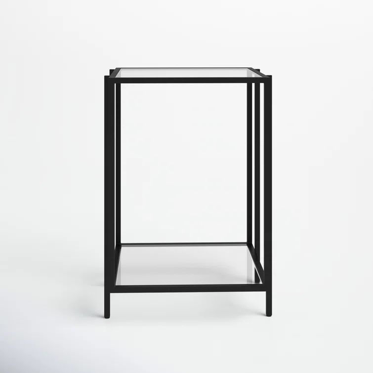 Alecsa 18" Mirrored Glass and Metal End Table