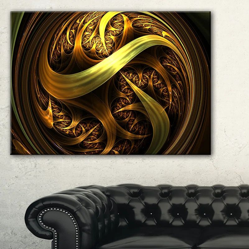 Golden Fractal Sphere Abstract Canvas Art, 30" x 40"