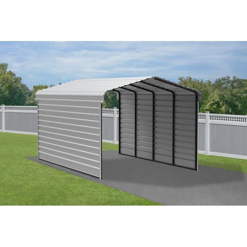 Eggshell 12' x 20' Steel Carport Kit with Black Frame