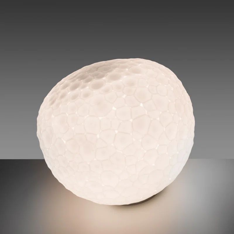 Large White Glass Globe Table Lamp with Dimmer