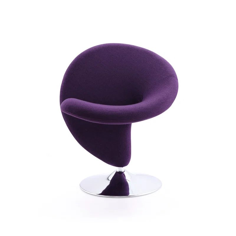 Purple Wool Blend Swivel Accent Chair