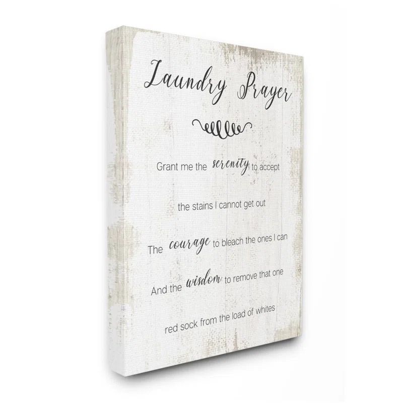 Off-White Canvas Laundry Prayer Quote Wall Art for Nursery