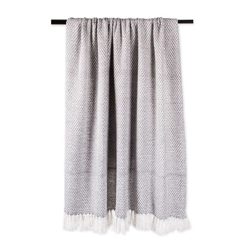 Gray Cotton Sherpa Decorative Throw Blanket, 12" x 10.5"