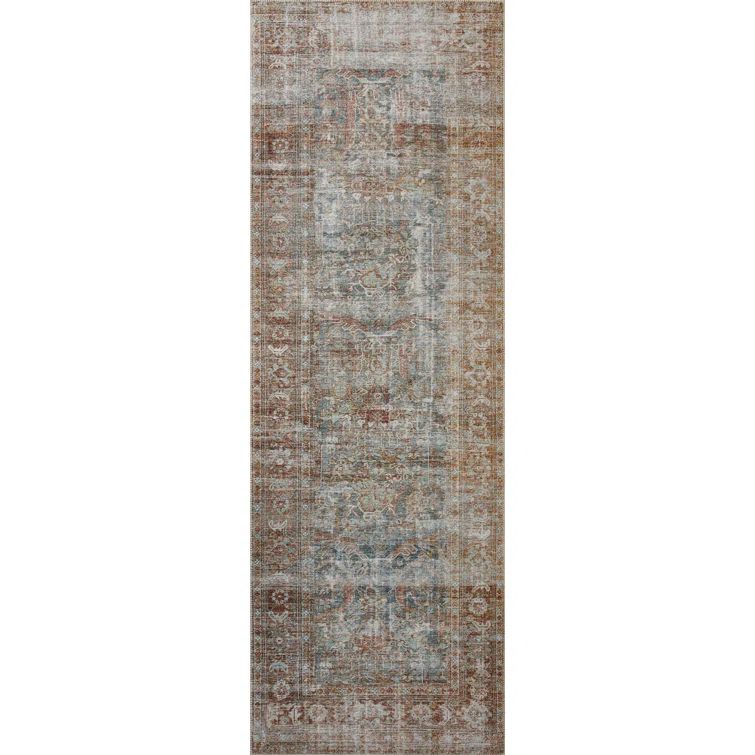 Jules Red Synthetic Stain-Resistant Low-Pile Runner Rug