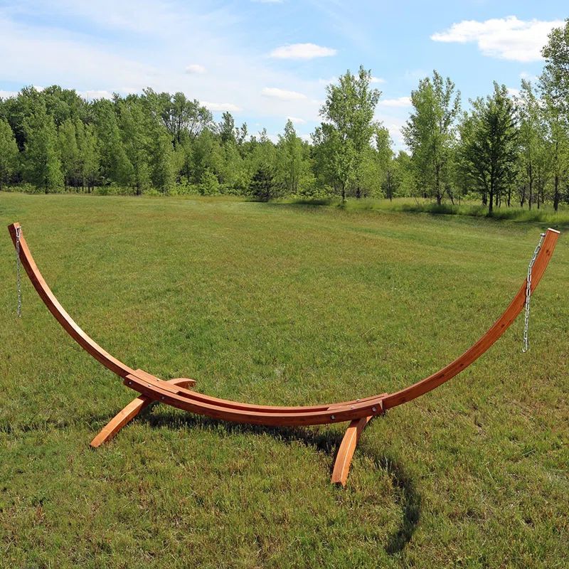 12 ft Curved Larch Wood Hammock Stand with Chains