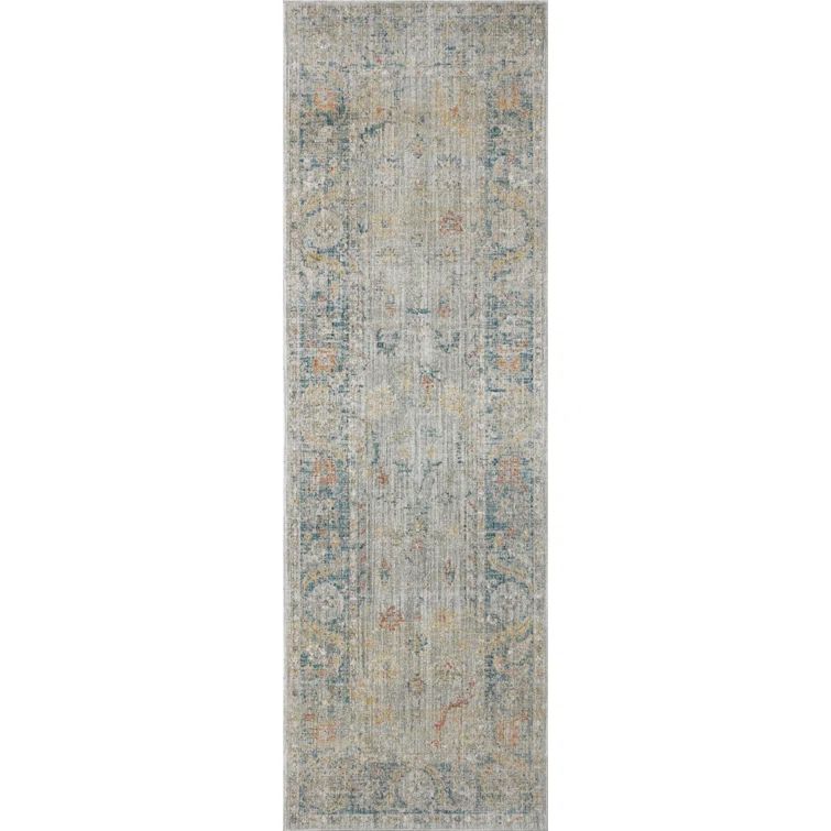 Millie Slate Multi Floral Synthetic Runner Rug 2.7x8