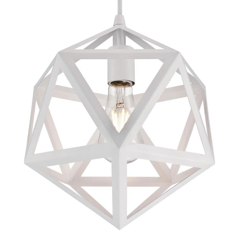 Contemporary Matte White Geometric Globe Pendant Light