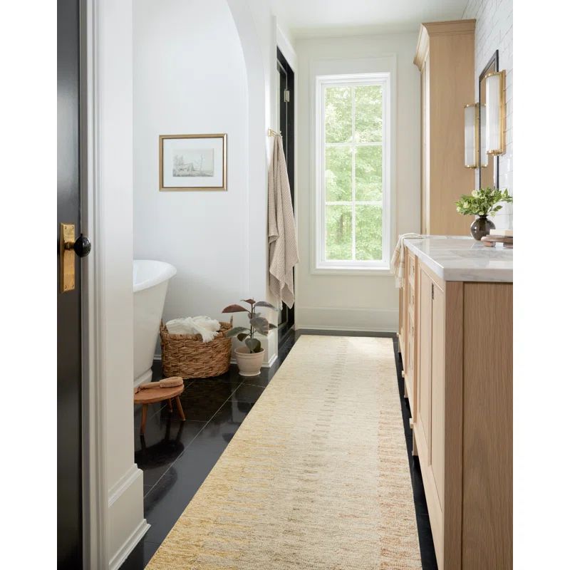 Hand-Tufted Wool Runner Rug in Dove and Santa Fe Stripe