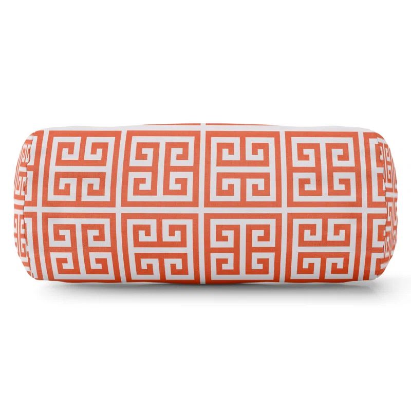 Orange and White Geometric Pattern Bolster Pillow