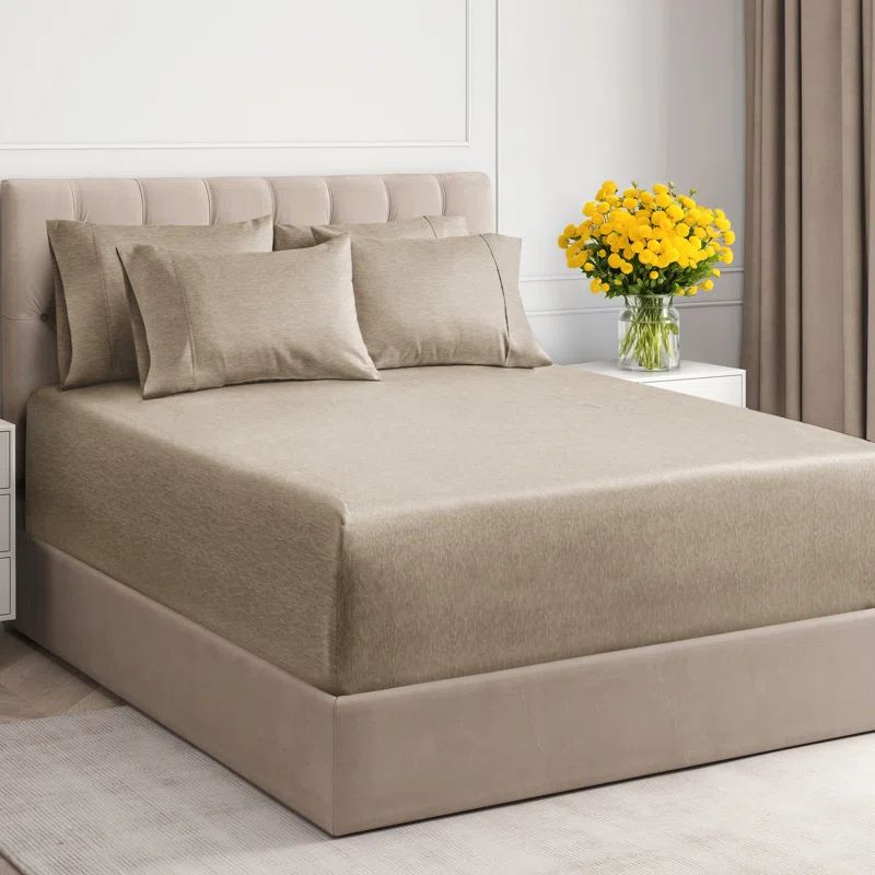 Heathered Beige Queen Microfiber Extra Deep Pocket Sheet Set