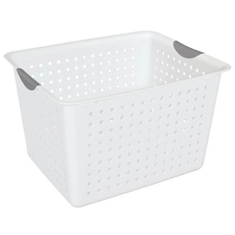 White Medium Rectangular Plastic Storage Baskets, 12-Pack