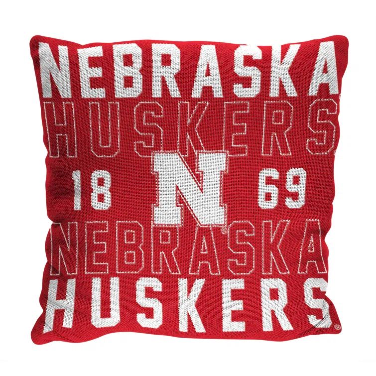 Nebraska Cornhuskers Red and White Woven Square Pillow, 20x20 Inches
