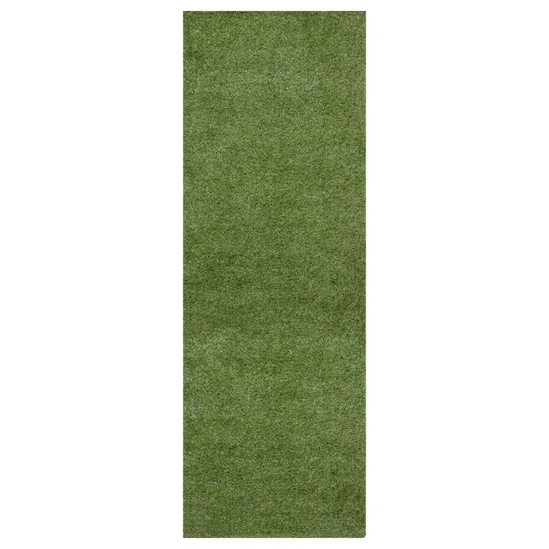 Ottomanson Green 38' Long Artificial Grass Turf Rug with Latex Backing