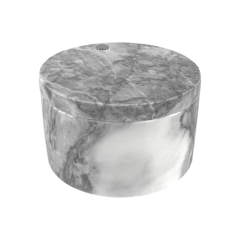 Elegant White Marble Double Salt Cellar, 4 x 4 x 2.5 inches