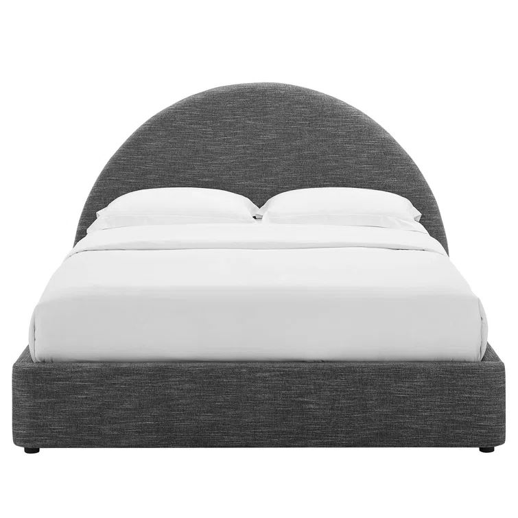Heathered Slate Full Size Upholstered Velvet Platform Bed