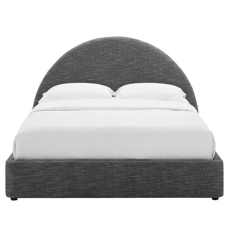 Heathered Slate Full Size Upholstered Velvet Platform Bed