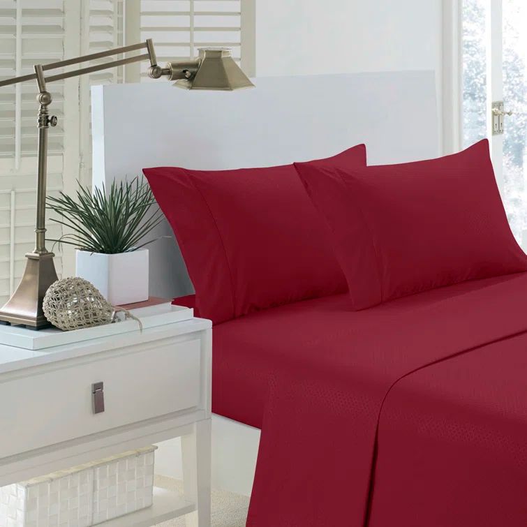Twin Burgundy Microfiber Deep Pocket Sheet Set