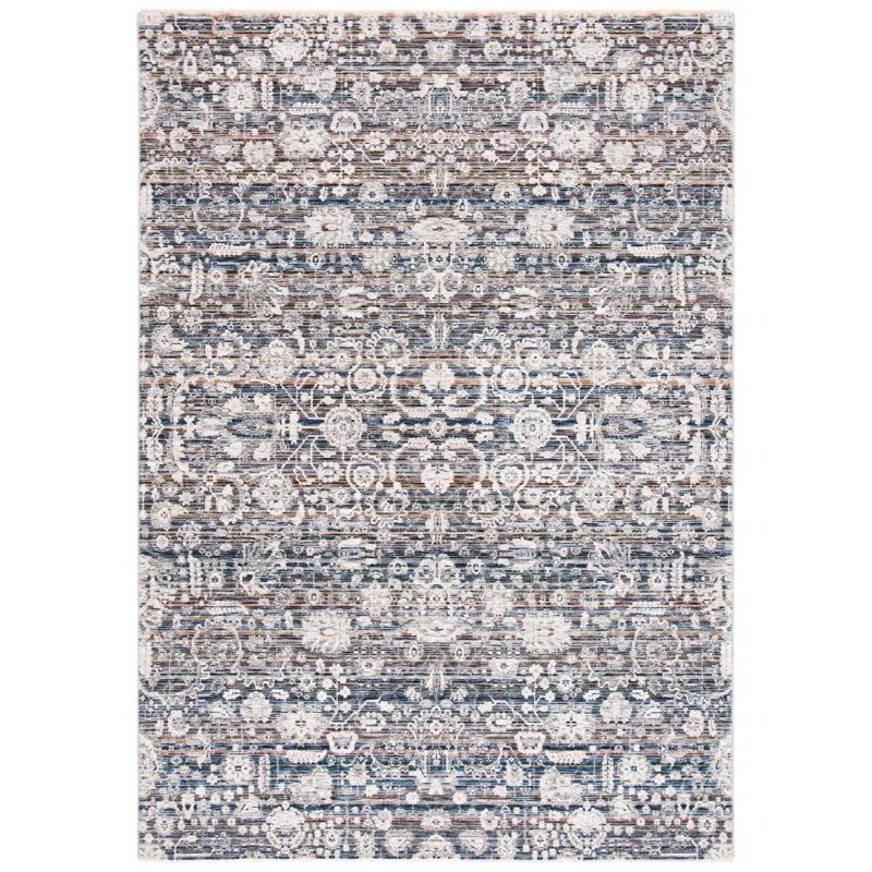 Light Blue and Ivory Rectangular Polyester Area Rug