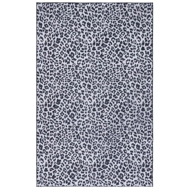 Black Faux Fur Rectangular 8' x 10' Hand-Knotted Rug