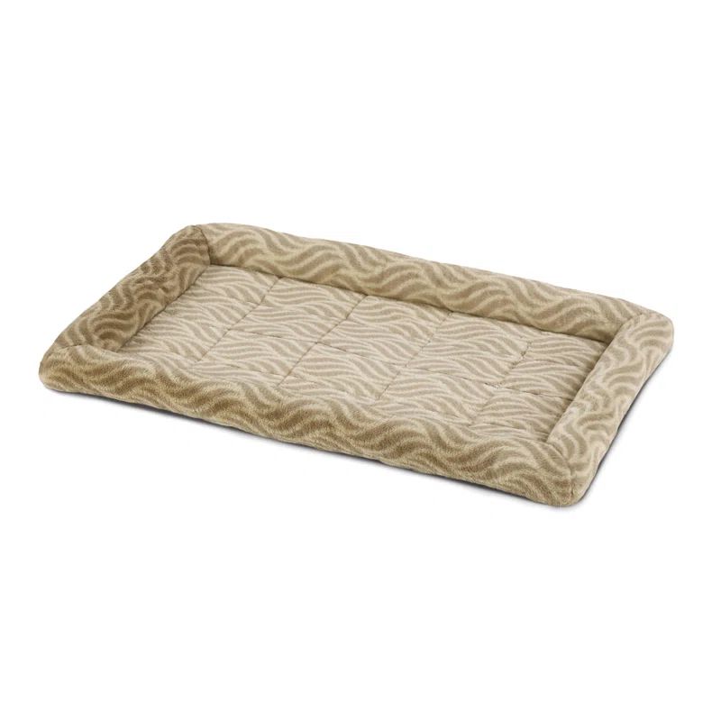 Tan Cotton Blend Rectangular Bolster Pet Bed for Medium Dogs