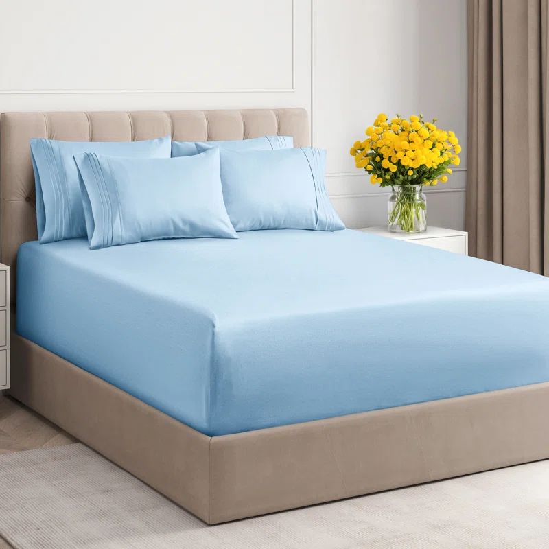 Light Blue Full Size Microfiber Deep Pocket Sheet Set
