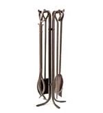 Bronze Hand-Forged Iron 5-Piece Fireplace Tool Set