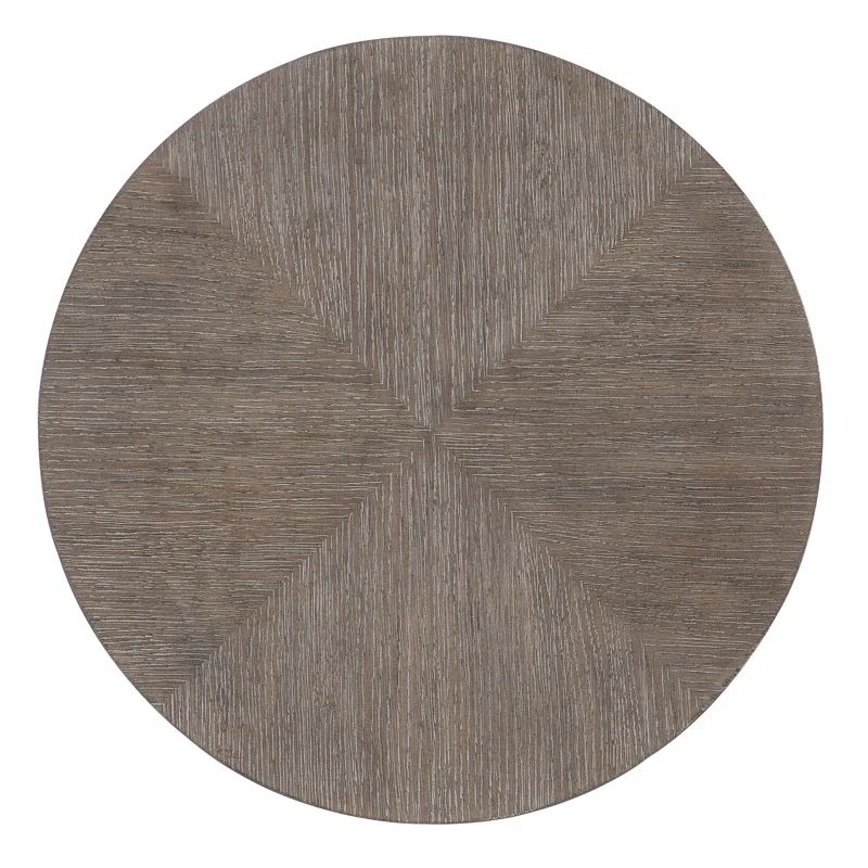 Mink Brown Round Wood and Metal End Table with Storage