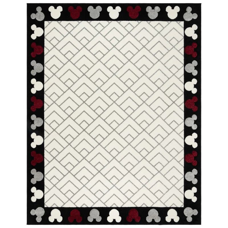 Handmade Red and Ivory Geometric Synthetic Kids Rug 5' x 7'