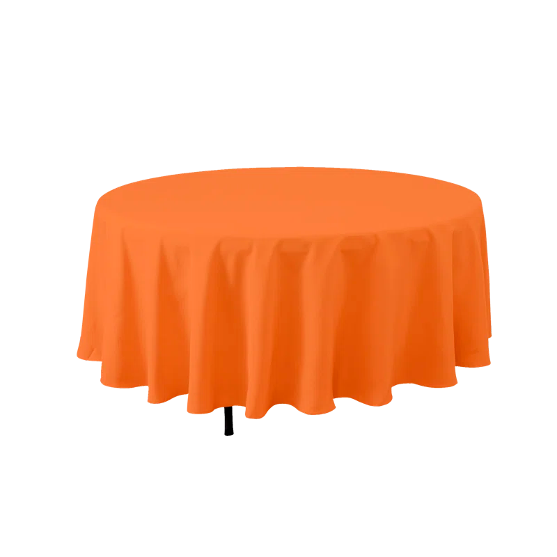 90 Inch Round Orange Polyester Tablecloth
