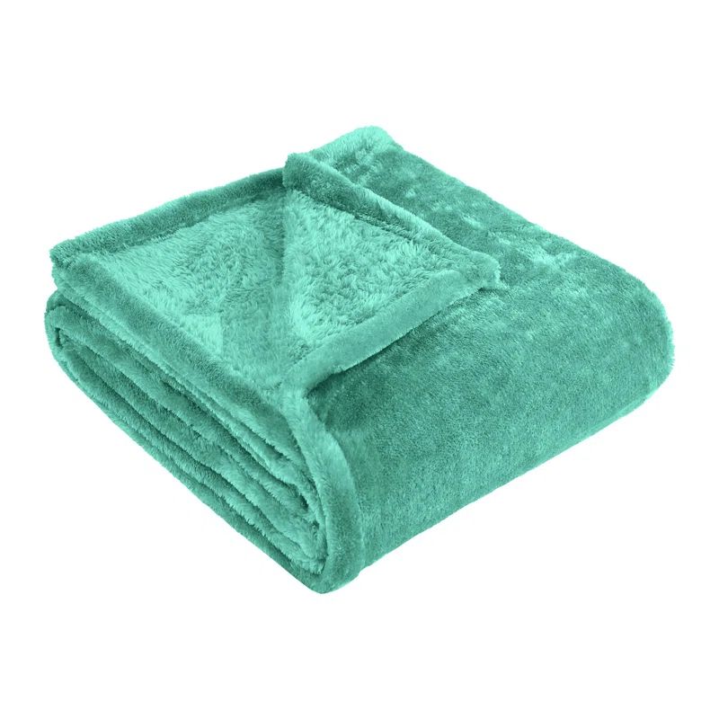 Luxurious Turquoise Fleece Full/Queen Throw Blanket - Fade Resistant