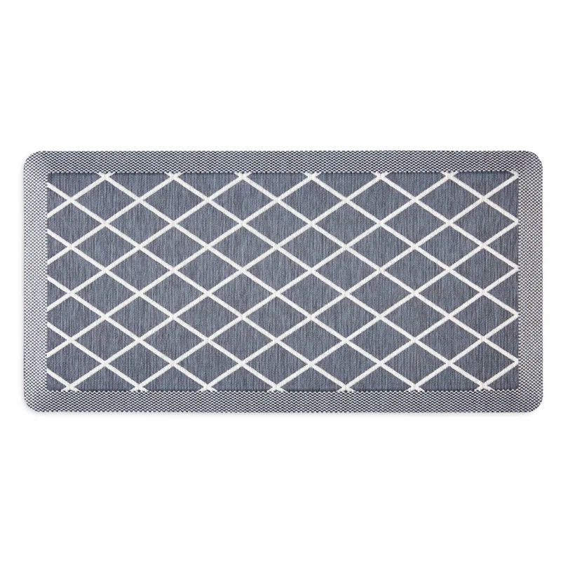 Miles Blue and White Polyester Anti-Fatigue Kitchen Mat