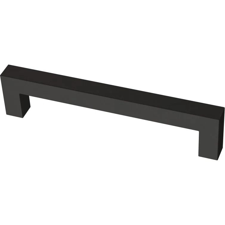 Matte Black Modern Rectangular Handle Drawer Pulls, 5-1/16"