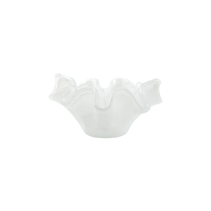 Onda 8.5" White Mouthblown Glass Serving Bowl