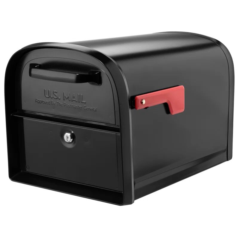 Large Black Steel Post Mount Locking Mailbox