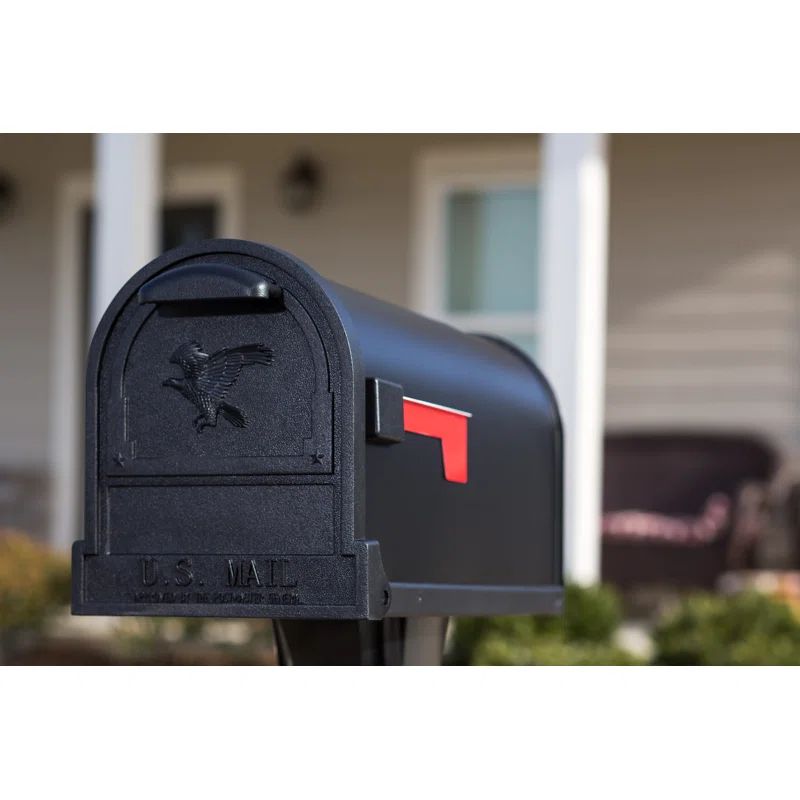 Arlington Large Black Galvanized Steel Post Mount Mailbox