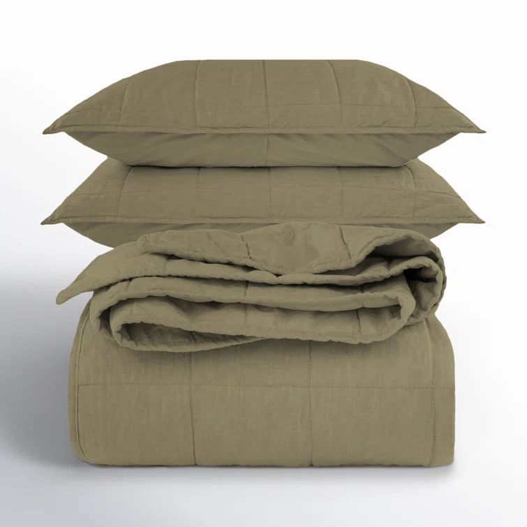 King Moss Cotton Quilt and Pillow Sham Set