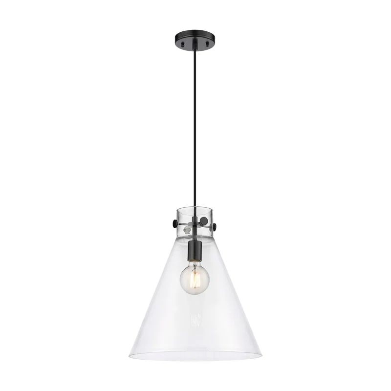 Newton 17.75" Black Glass LED Pendant Light