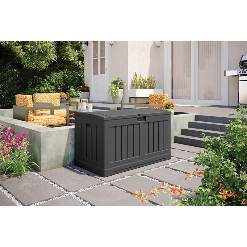 Suncast 50 Gallon Dark Gray Resin Lockable Deck Box