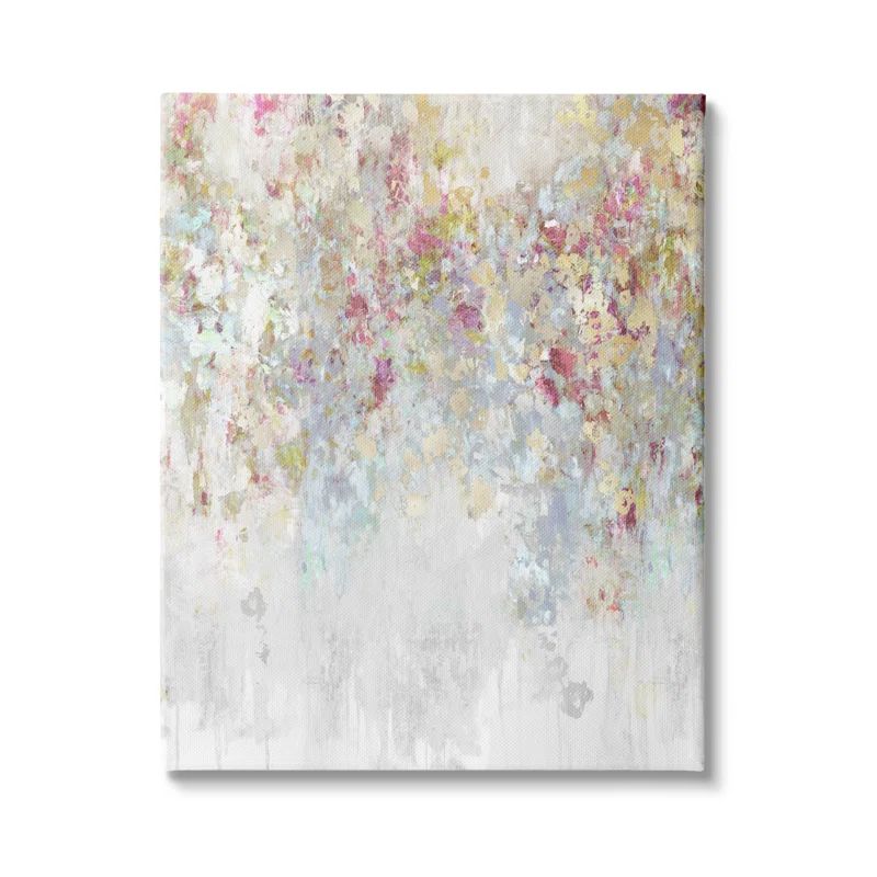 Modern Cascading Pink and Gold Abstract Canvas Wall Art, 16 x 20