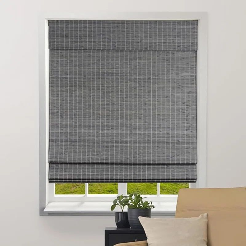 Cordless Grey Bamboo Sheer Roman Indoor Shade 28" x 60"