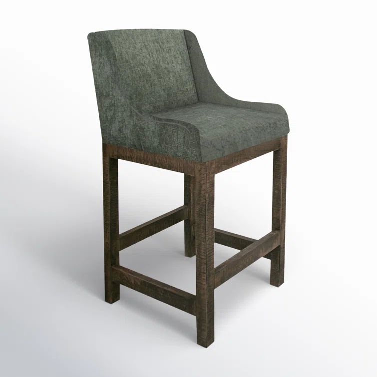 Arlinda Rustic Brown Solid Wood Full Back Counter Stool