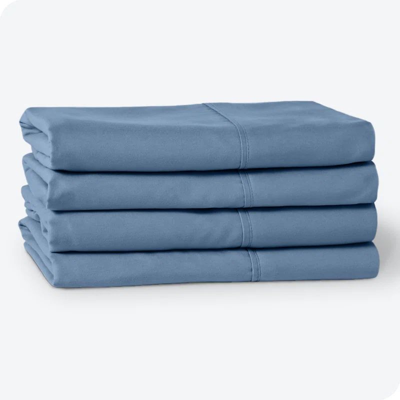 Coronet Blue Cotton Hypoallergenic Standard Pillowcases Set of 4