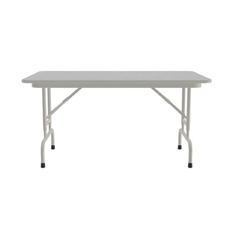 Gray Adjustable Steel Folding Table with Laminate Top