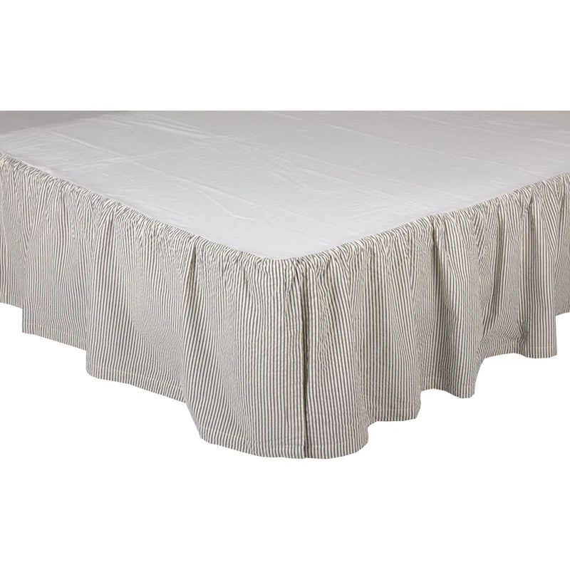 Denim Blue Cotton Twin Bed Skirt with Split Corners