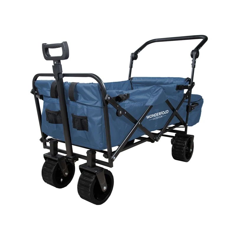 Navy Heavy-Duty Folding Outdoor Utility Wagon with Brakes